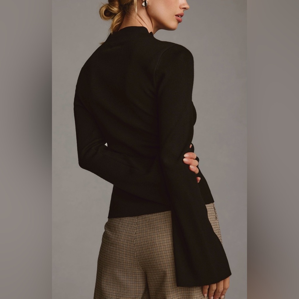 Anthropologie Maeve Arlowe Bell-Sleeve Sweater high neck stretch